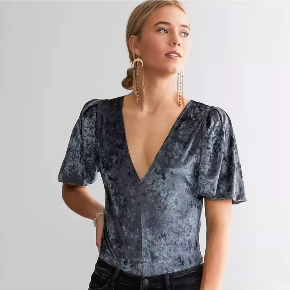 Intimately Free People Velvet Don’t You Wish Bodysuit Color Sunflower Seed